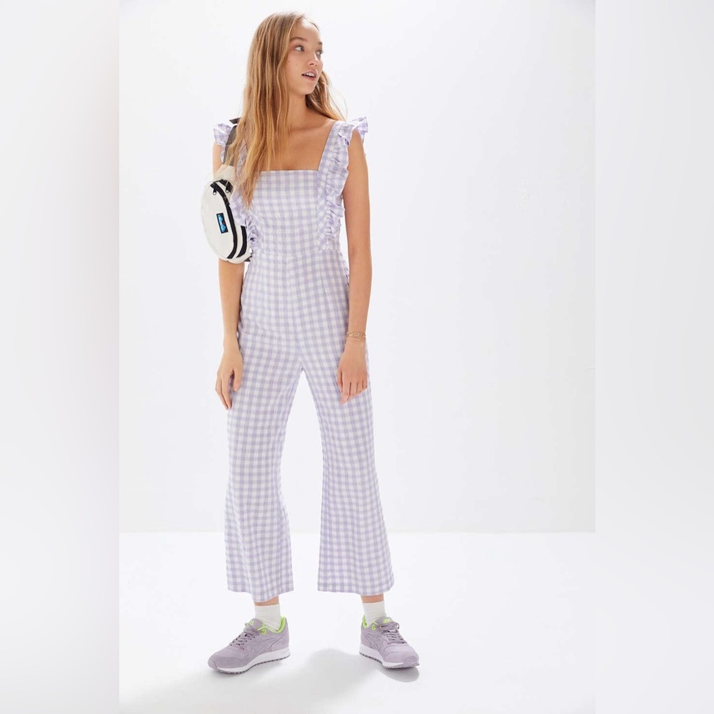 Urban Outfitters purple gingham jumpsuit